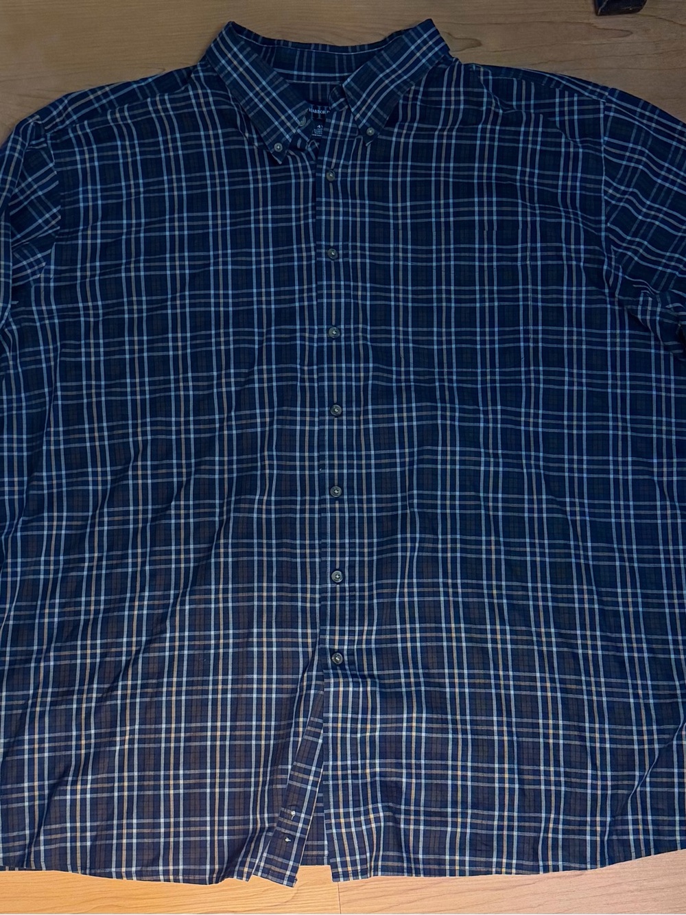 Harbor bay 4xl Navy Blue Plaid Button-Down Shirt like new